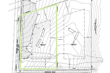 Map of Lot 1 and 2 on Heebner Rd with Lot 1 outlined
