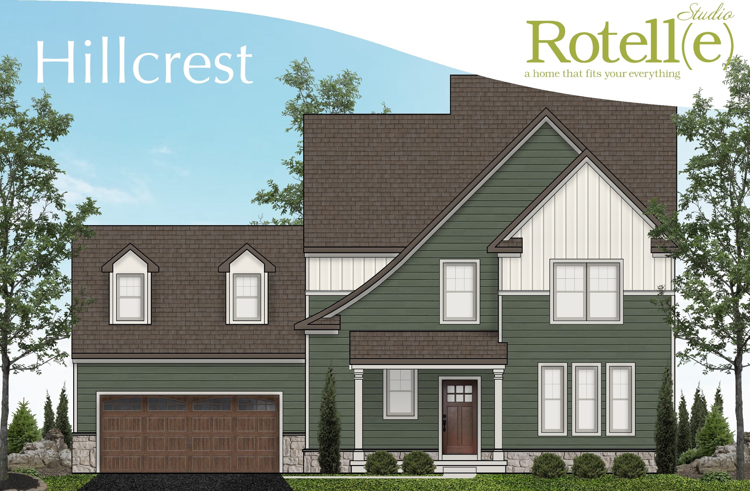 front elevation of the hillcrest model from rotelle
