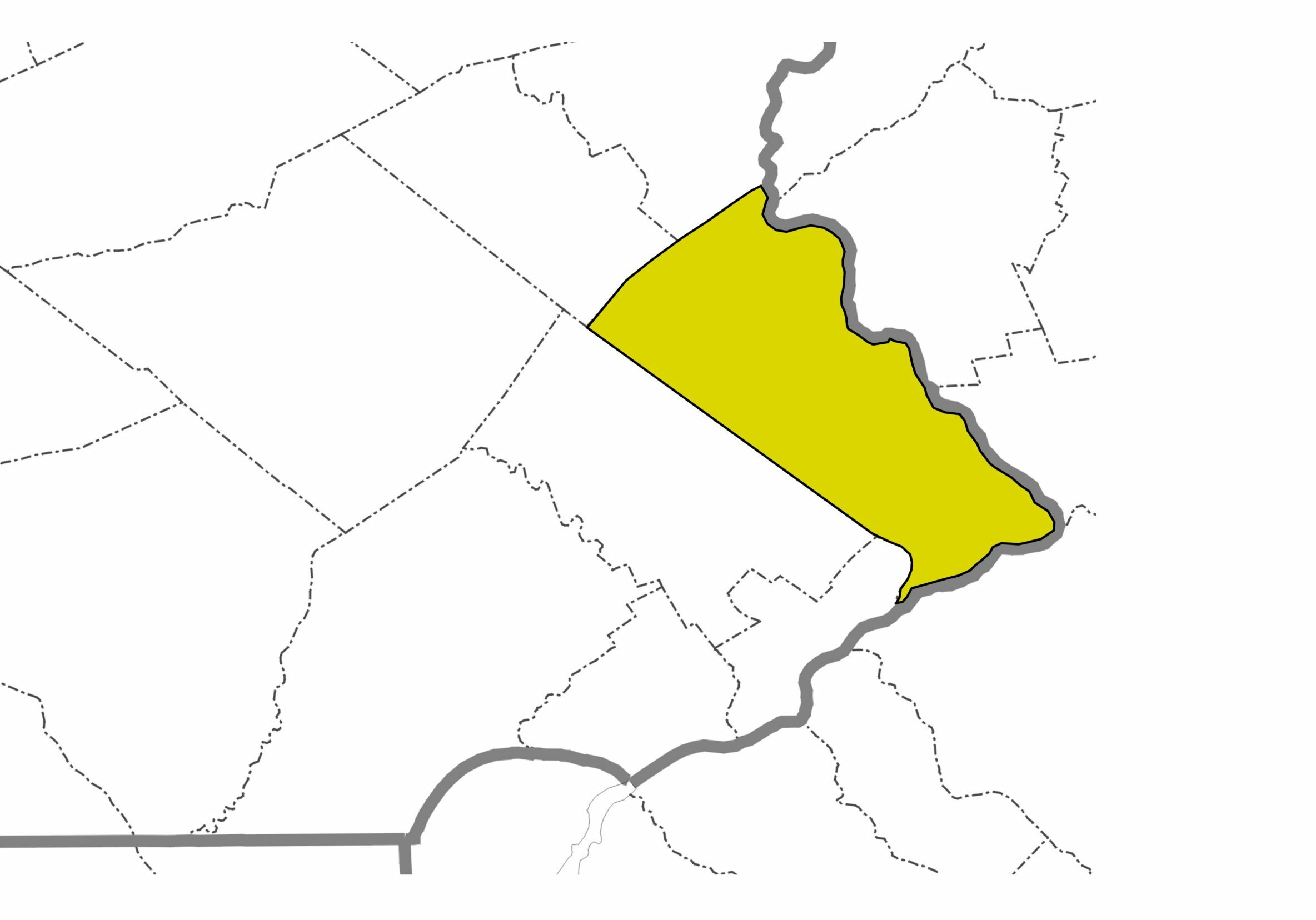 Bucks County Highlighted on Local Map That Shows County Borders