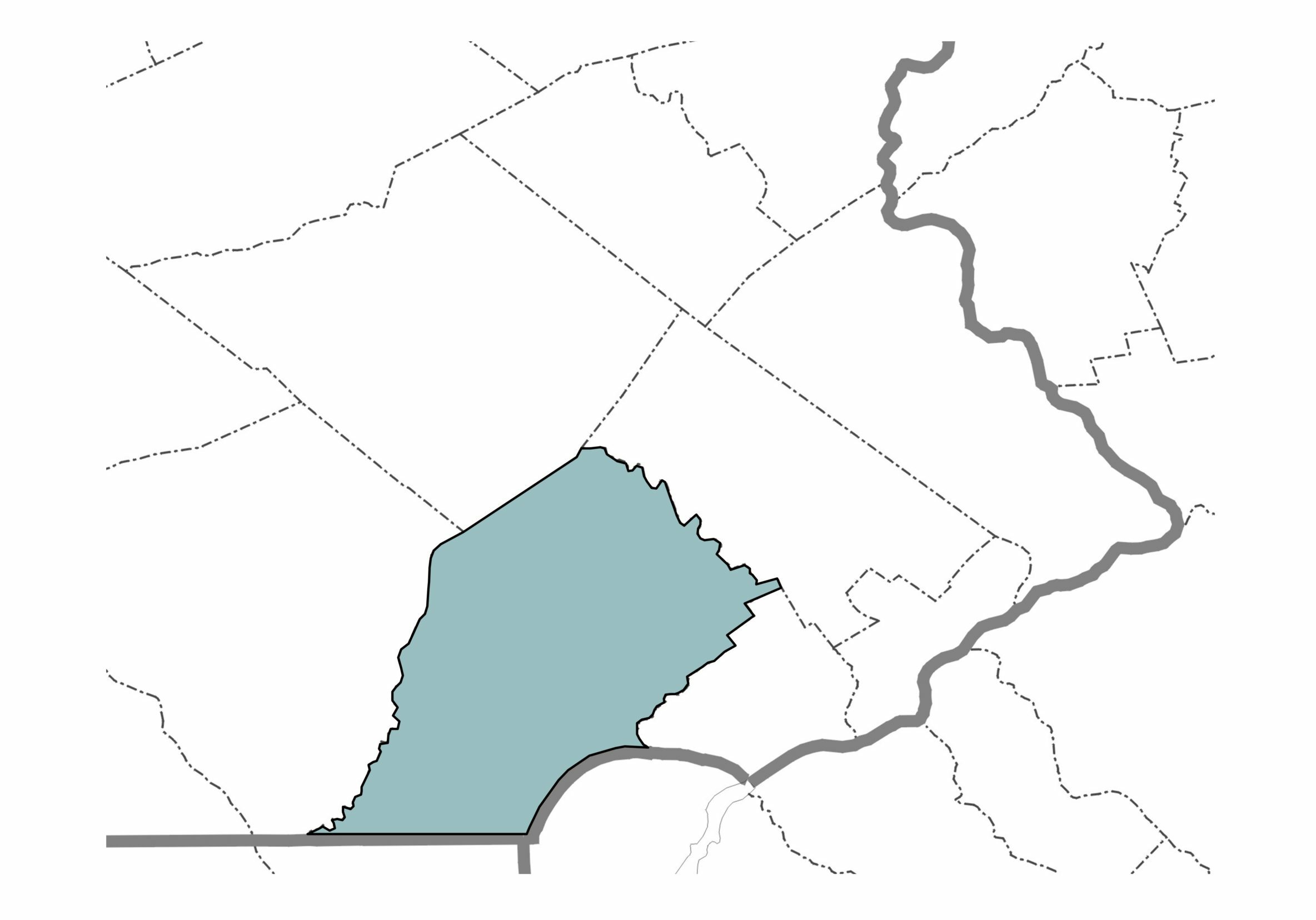 Chester County Highlighted on Local Map That Shows County Borders
