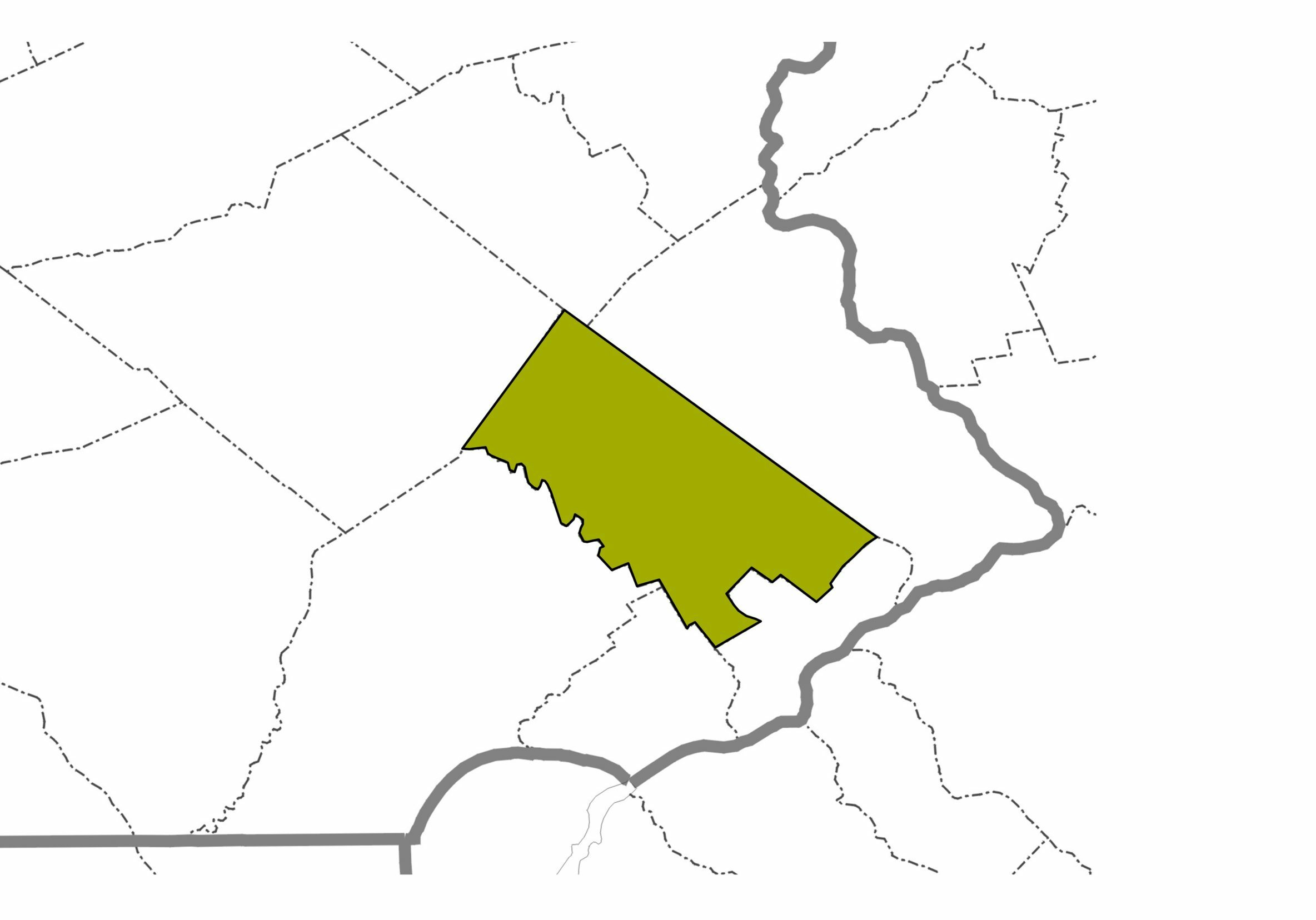 Montgomery County Highlighted on Local Map That Shows County Borders